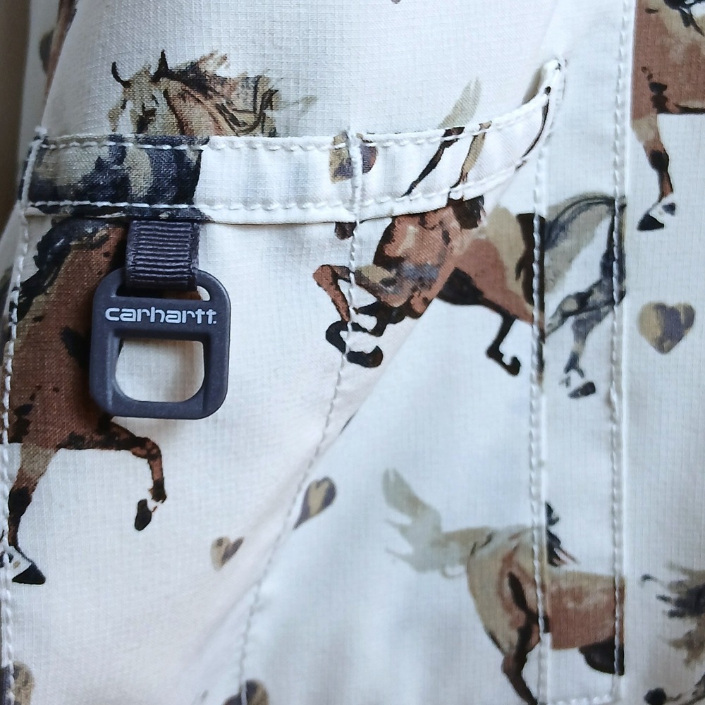 Carhartt Force Women S Horse Print Scrub Top Equestrian Western V-Neck Pockets - Picture 3 of 9